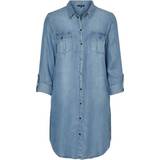 Shirt Collar Dresses Vero Moda Shirt Midi Dress - Blue/Light Blue Denim