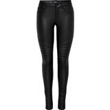 Nylon Jeans Only New Royal Coated Biker Skinny Fit Jeans - Black/Black