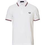 Fred Perry Men Polo Shirts Fred Perry Twin Tip Polo Shirt - White/Bright Red/Navy