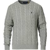 Knitted Sweaters - Men Jumpers Polo Ralph Lauren Cable-Knit Cotton Sweater - Fawn Grey Heather