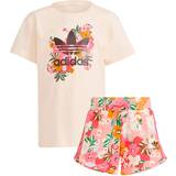 adidas Girl's Her Studio London Floral Shorts & Tee Set - Cream White/Multicolor/Black (GN4212)
