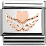 Stainless Steel Charms & Pendants Nomination Composable Classic Link Heart with Wings Charm - Silver/Rose Gold