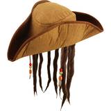 Other Film & TV Hats Fancy Dress Smiffys Pirate Hat, Brown with Hair Dreadlocks