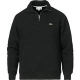 Lacoste Hoodies Clothing Lacoste Men's Zippered Stand-up Collar Cotton Sweatshirt - Black
