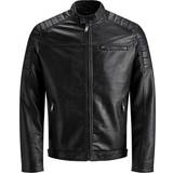 L - Men Jackets Jack & Jones Imitation Leather Jacket - Black