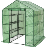 Square Freestanding Greenhouses tectake Greenhouse with Tarpaulin 2.1m² Stainless steel Plastic