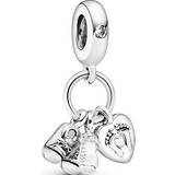 Pandora Charms & Pendants Pandora Shoes Baby Bottle and Heart Dangle Charm - Silver/Transparent