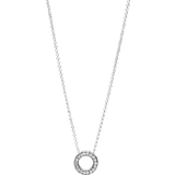 Pandora Logo Pavé Circle Necklace - Silver/Transparent