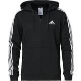 adidas Essentials French Terry 3-Stripes Full-Zip Hoodie - Black/White