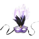 Purple Masks Smiffys Venetian Colombina Eyemask with Multicolour Plume