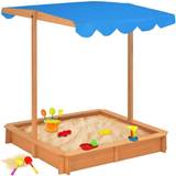 Sand Boxes Playground vidaXL Sandbox with Adjustable Roof Spruce Blue UV50
