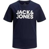 Cotton T-shirts Jack & Jones Boy's Drenge Logo T-shirt - Blue/Navy Blazer