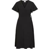 Recycled Fabric Dresses Vila Short Sleeved Wrap Dress - Black