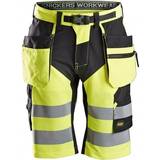 Yellow Work Pants Snickers Workwear 6933 FlexiWork High Vis Holster Pocket Shorts
