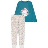 Organic Cotton Pyjamases Children's Clothing Name It Organic Cotton Unicorn Print Nightset - Blue/Real Teal (13190224)
