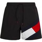 Tommy Hilfiger Men Swimwear Tommy Hilfiger Signature Flag Swim Shorts - Black