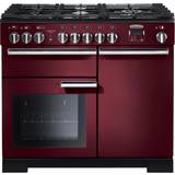 Griddle Gas Cookers Rangemaster PDL100DFFCY/C Professional Deluxe 100cm Dual Fuel Cranberry Red, Black