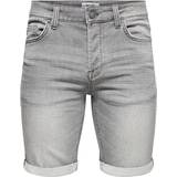 Elastane/Lycra/Spandex Shorts Only & Sons Ply Regular Jog Denim Shorts - Grey/Grey Denim