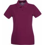 Purple - Women Polo Shirts Fruit of the Loom Premium Short Sleeve Polo Shirt - Burgundy