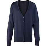Premier Button Through Long Sleeve V-Neck Knitted Cardigan - Navy