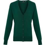 Green - Women Cardigans Premier Button Through Long Sleeve V-Neck Knitted Cardigan - Bottle