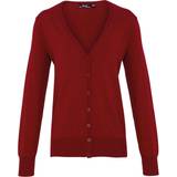 Red - Women Cardigans Premier Button Through Long Sleeve V-Neck Knitted Cardigan - Burgundy