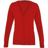 Red - Women Cardigans Premier Button Through Long Sleeve V-Neck Knitted Cardigan - Red