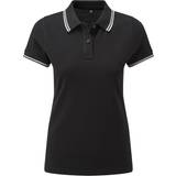 ASQUITH & FOX Women’s Classic Fit Tipped Polo - Black/White