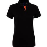 ASQUITH & FOX Short Sleeve Contrast Polo Shirt - Black/ Orange