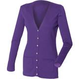 Henbury V-Neck Button Pocket Cardigan - Purple