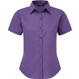 Purple - Women Shirts Premier Women's Short Sleeve Poplin Blouse - Purple