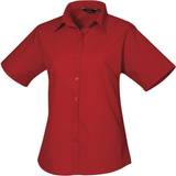 Premier Women's Short Sleeve Poplin Blouse - Red