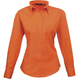 Orange - Women Shirts Premier Women's Long Sleeve Poplin Blouse - Orange