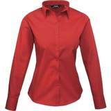 Red - Women Shirts Premier Women's Long Sleeve Poplin Blouse - Red