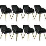 Gold Chairs tectake Marilyn Fabric 8-pack Kitchen Chair 82cm 8pcs
