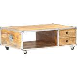 vidaXL Solid Coarse Mango Wood Coffee Table 59x89cm