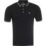 Emporio Armani Contrasting Logo Cotton Pique Polo Shirt - Black