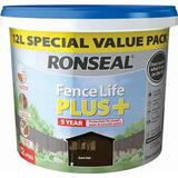 Ronseal dark oak fence paint Ronseal Fence Life Plus Wood Paint Dark Oak 12L