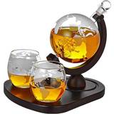 Glass Serving MikaMax Deluxe Globe Decanter Set Whiskey Carafe 4pcs 0.85L
