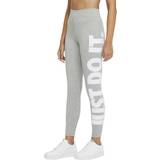 Nike Cotton Tights Nike Essential Just Do It Leggings - Dark Grey Heather/White
