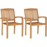 Teak Patio Chairs Garden & Outdoor Furniture vidaXL 49387 2-pack Garden Dining Chair