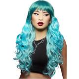 Turquoise Long Wigs Fancy Dress Smiffys Manic Panic Mermaid Ombre Siren Wig