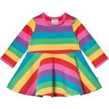 Everyday Dresses - Press-Studs Frugi Sofia Skater Dress - Foxglove Rainbow Stripe