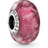Pink Charms & Pendants Pandora Wavy Fancy Murano Glass Charm - Silver/Pink