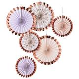 Ginger Ray Decor Pastel and Floral Fans Tea Party Decorations Rose Gold 6-pack