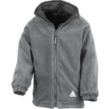 Taped Seams Fleece Garments Result Kid's Reversible Storm Stuff Anti Pilling Fleece Waterproof Jacket - Black/Grey