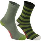 Stripes Socks Children's Clothing Craghoppers Kids Nosilife Travel Twin Pack - Dark Khaki/Spiced Lime (CKH003-2NY)