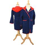 A&R Towels Kid's Hooded Bathrobe - French Navy/Fire Red
