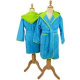 A&R Towels Kid's Hooded Bathrobe - Aqua Blue/Lime Green