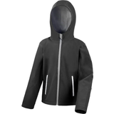 Elastane Shell Outerwear Result Kid's Core Hooded Softshell Jacket - Black/Grey